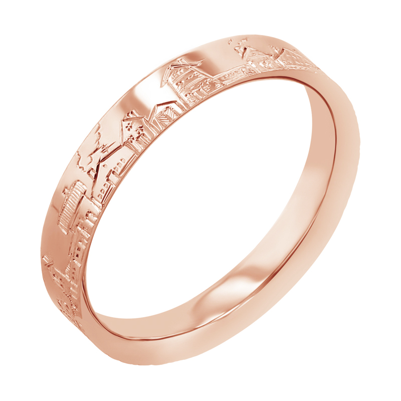 Snubní prsteny s ruční rytinou města Bevan 116973