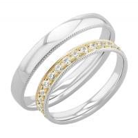 Zlaté snubní prsteny se zdobenými okraji a diamanty Tasha