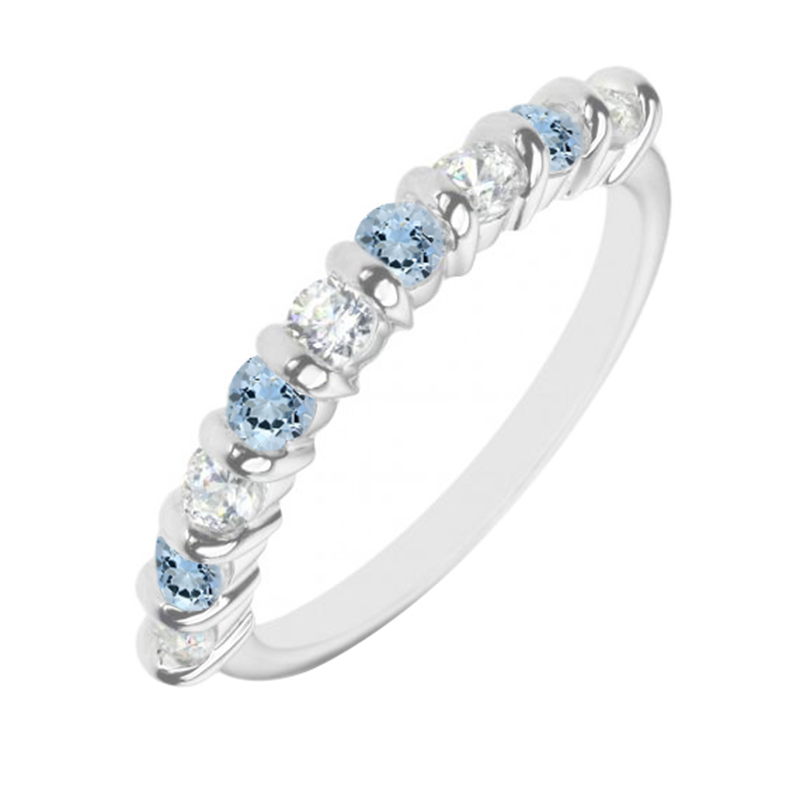 Eternity prsten s akvamaríny a diamanty Tyson 120103