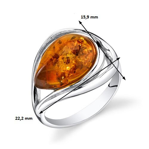 Jantárový stříbrný prsten 12063