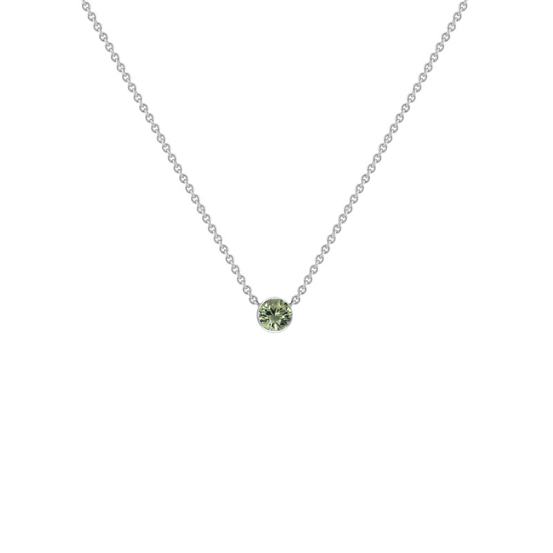 Stříbrný minimalistický náhrdelník se zeleným safírem Glosie 125563