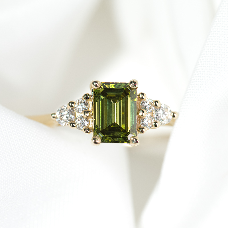 Zásnubní prsten s 0.43ct IGI certifikovaným zeleným lab-grown diamantem Miha 125953