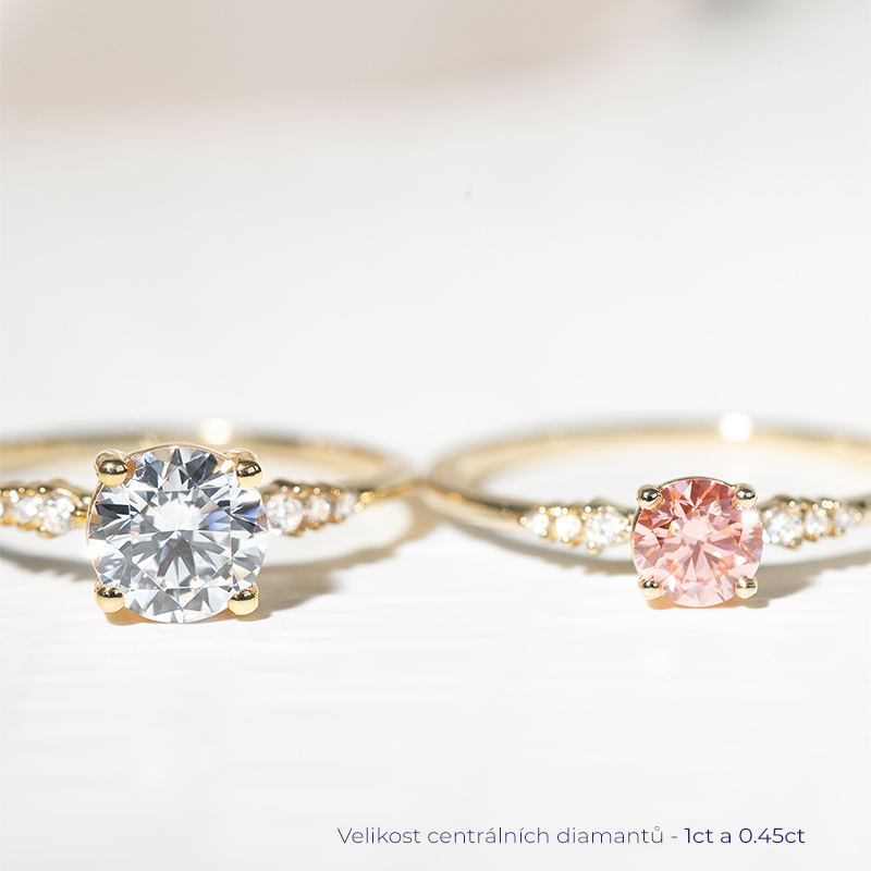 Zásnubní prsten s certifikovaným fancy pink lab-grown diamantem Amity 125963