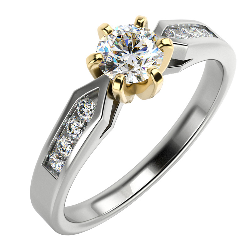 Diamantový zásnubní prsten z vícebarevného zlata 12793