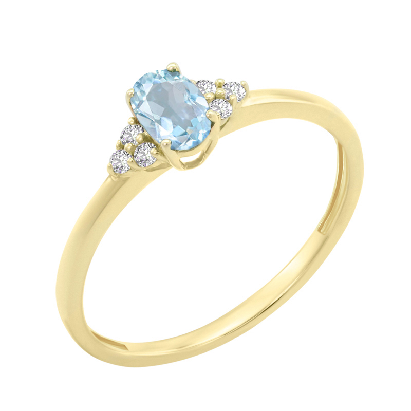 Elegantní prsten s akvamarínem a diamanty Sheldo 129143
