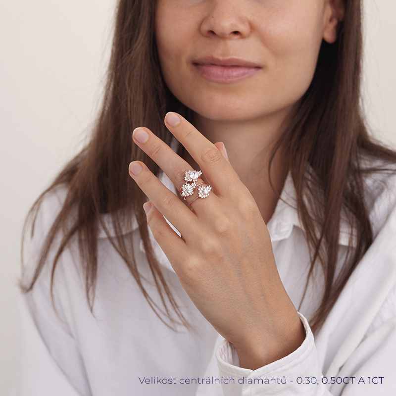 Atypický zásnubní cluster prsten s diamanty Moore 129163