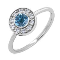 Zásnubní diamantový halo prsten s londýnským topazem Fernanda