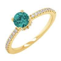 Zlatý prsten se smaragdem a diamanty Prisha