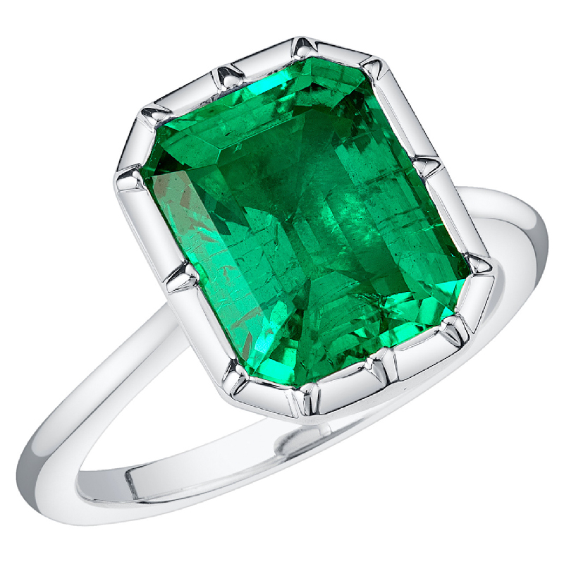 Eppi Zlatý bezel prsten s emerald lab-grown smaragdem Moly R47170