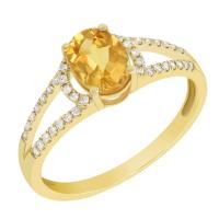 Zlatý citrínový prsten s diamanty Moiety