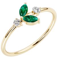 Stříbrný cluster prsten s lab-grown smaragdy a diamanty Chace