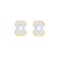 Minimalistické zlaté peckové náušnice s emerald lab-grown diamantem Agata