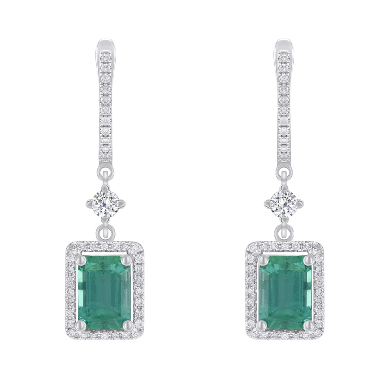Zlaté smaragdové náušnice s diamanty Livia