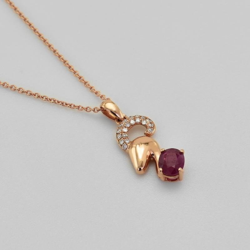 Zlatý náhrdelník s rubínem a diamanty 18383