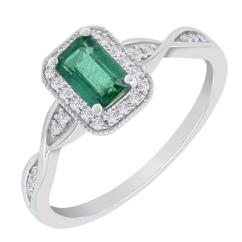 Smaragdový zlatý prsten s diamanty Enoh