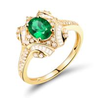 Zlatý prsten s oválným smaragdem a diamanty Zane
