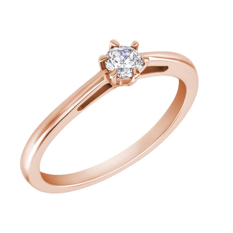 Zásnubní prsten z růžového zlata 22223