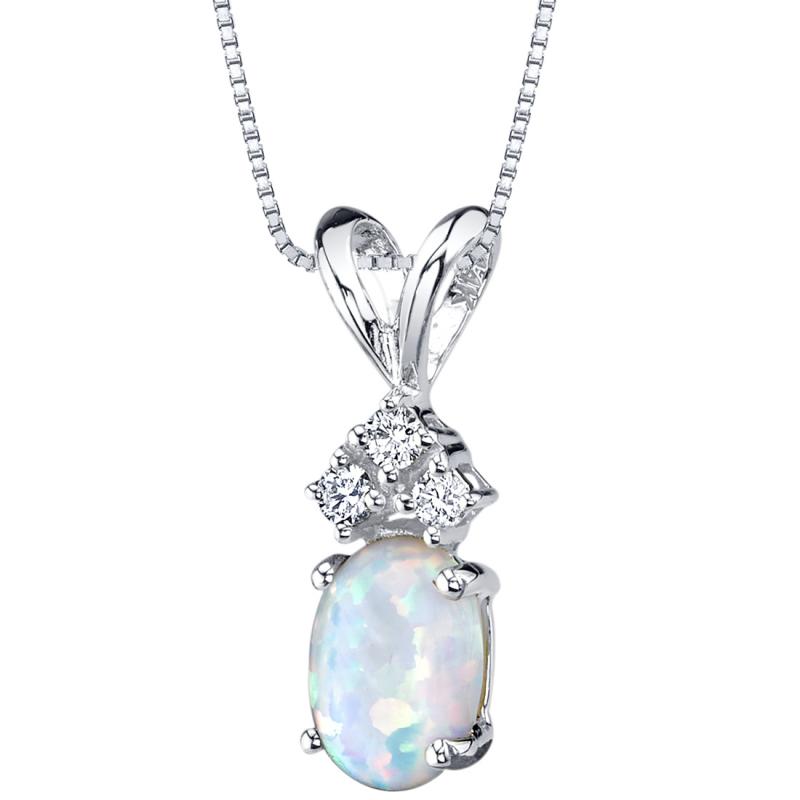 Zlatý náhrdelník s bílým opálem a diamanty Janja 22933