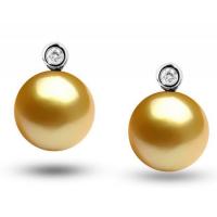 Zlaté jihomořské perly v náušnicích s diamanty Clariss