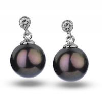 Černé sladkovodní perly v náušnicích s diamanty Dinah