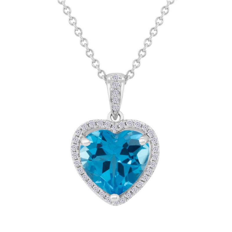 Zlatý srdcový náhrdelník s topazem a diamanty Eliya