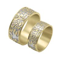 Netradiční zlaté snubní prsteny s reliéfem Virginie