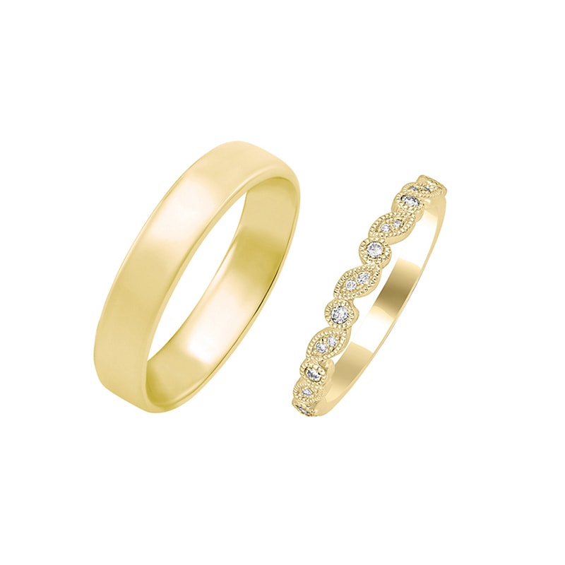 Pánský komfortní prsten a zlatý vintage prsten 29853