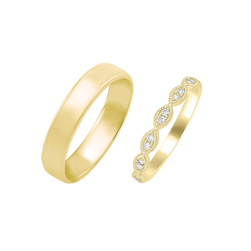 Vintage prsten s diamanty a komfortní prsten ze zlata 29873