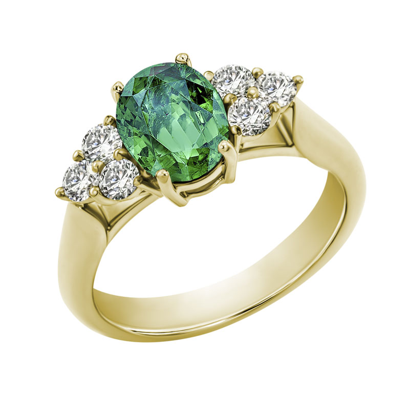  Zlatý zásnubní prsten se smaragdem a diamanty 30173