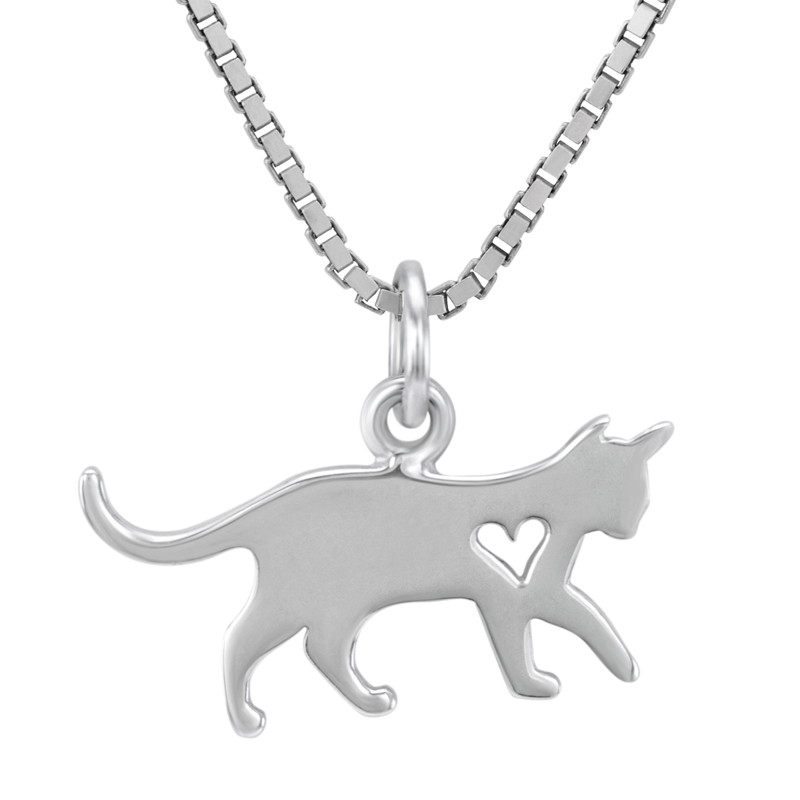 Stříbrný náhrdelník s přívěskem kočky