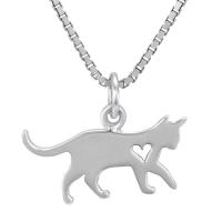 Stříbrný náhrdelník kočka a srdce Garland