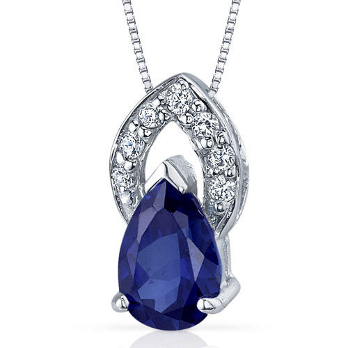 Stříbrný náhrdelník s modrým safírem 3043