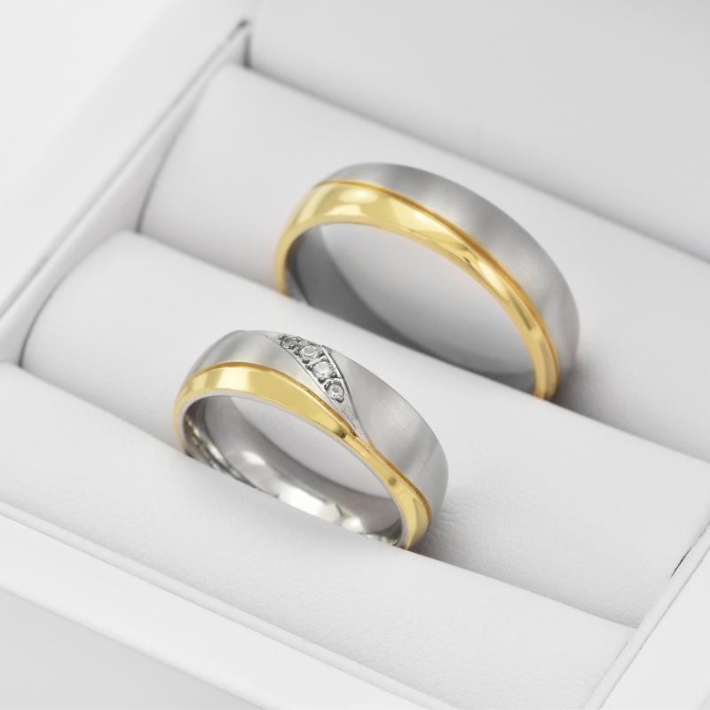 Snubní prsteny z kombinovaného zlata s diamanty 33503