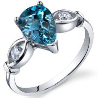 Stříbrný prsten s londýnským pear topazem a zirkony Lokita