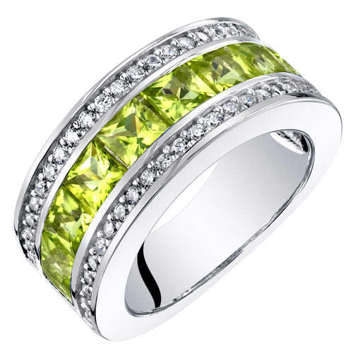 Stříbrný eternity prsten s olivíny a zirkony Modesia