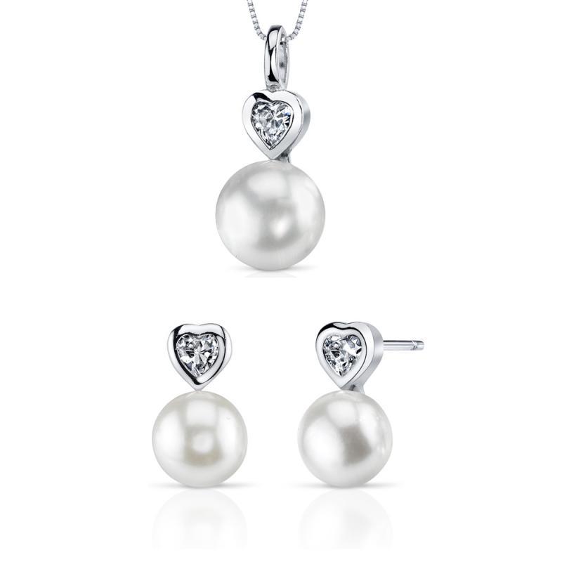 Romantická stříbrná kolekce s perlami a zirkony Aure