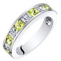 Olivíny a zirkony ve stříbrném eternity prstenu Safa