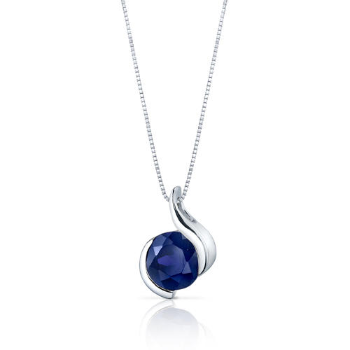 Stříbrný náhrdelník s modrým safírem 3533
