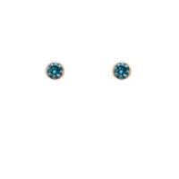 Minimalistické zlaté bezel náušnice s modrými diamanty Tofine