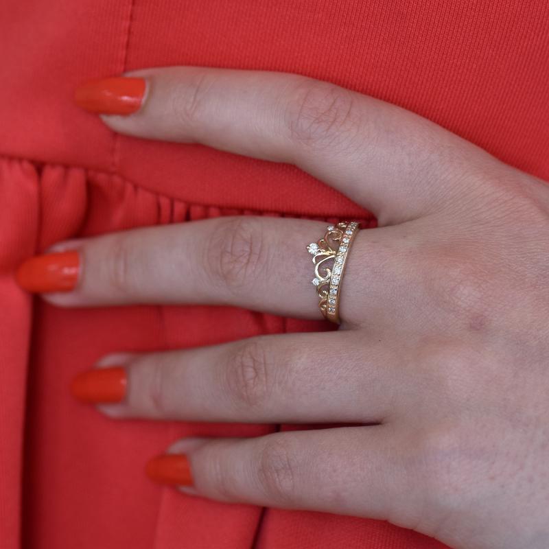 Princeznin zlatý prsten s diamanty Alpana 3963