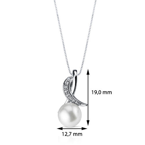 Perlový náhrdelník se zirkony stříbrný 4013