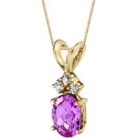 Zlatý náhrdelník s oválným růžovým safírem a diamanty Onysu