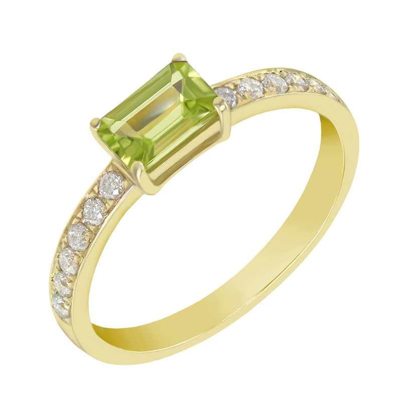 Prsten s olivínem ze zlata
