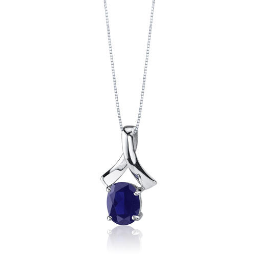 Stříbrný náhrdelník s modrým safírem 4173