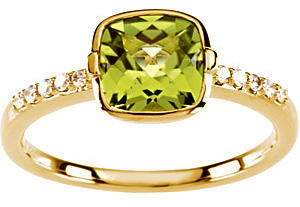 Olivínový prsten s diamanty 