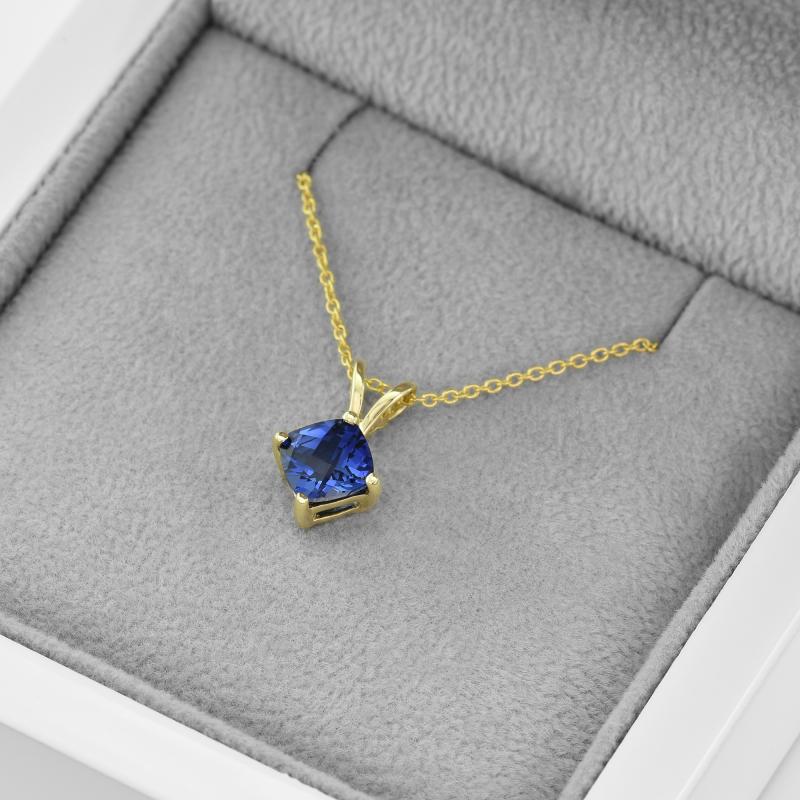 Elegantní zlatý náhrdelník se safírem 45553