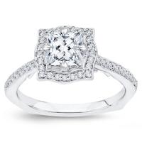 Zlatý halo zásnubní prsten s princess diamantem Imogen