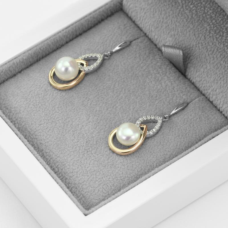 Elegantní perlové náušnice ze stříbra 46703