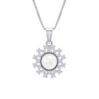 Romantický stříbrný přívěsek s perlou a zirkony Ninetta