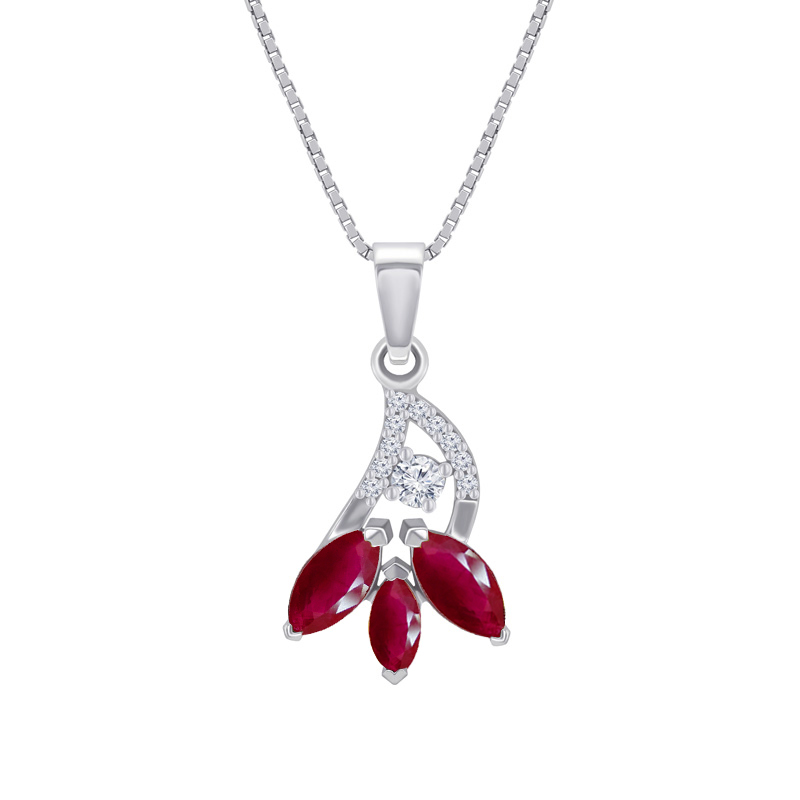 Stříbrný náhrdelník s rubíny a zirkony Parson